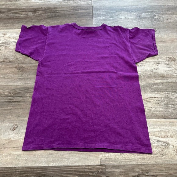 Vintage Champion Purple Mens L‎ Crewneck Plain Blank Brand Logo T-Shirt 90s - Picture 4 of 9
